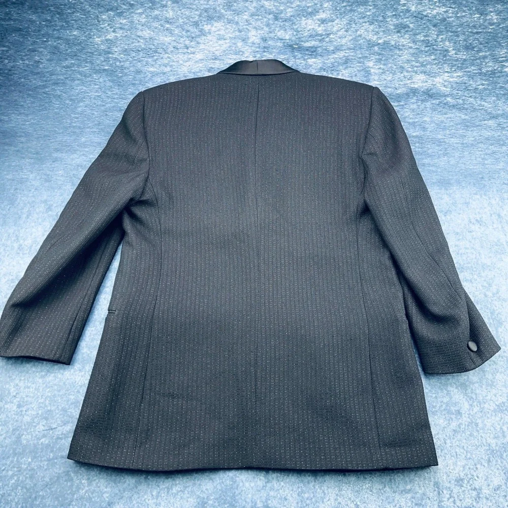 Tailored‎ by Bonacci Mens Black Textured Pinstripe Tuxedo Suit Shawl Lapel USA